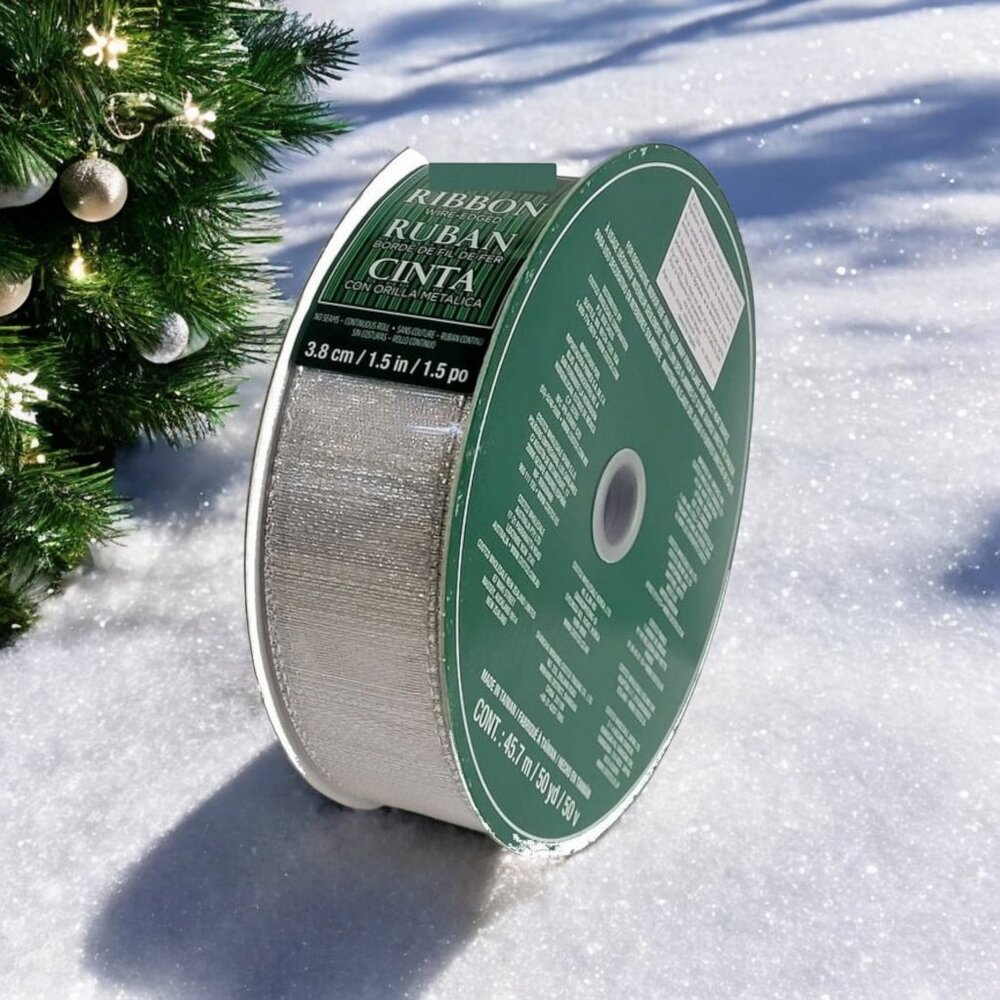 Wired Metallic Silver Ribbon - Picture 2 of 2